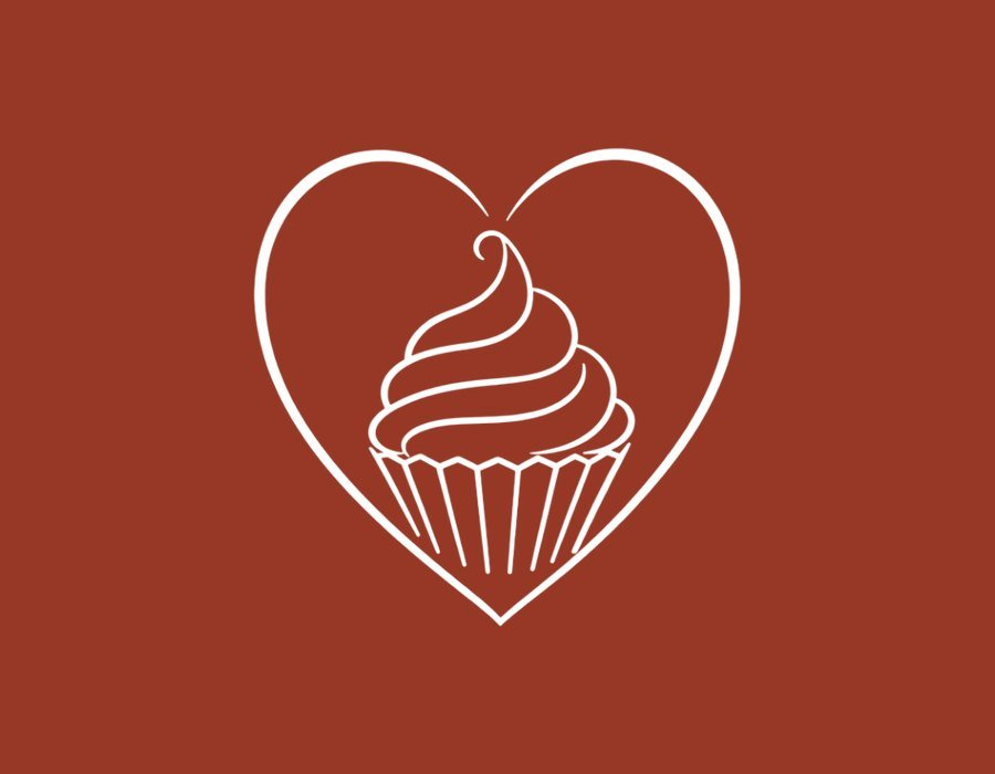 Erica's Edible Art logo: a cupcake inside a heart outline